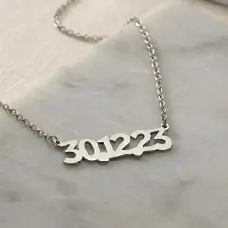 Silver platinum plated necklace with your date