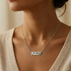 Ασημένιο επιπλατινωμένο κολιέ κομμένη ημερομηνία