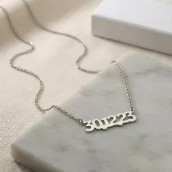 Ασημένιο επιπλατινωμένο κολιέ κομμένη ημερομηνία