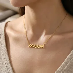 Ασημένιο επιχρυσωμένο κολιέ κομμένη ημερομηνία σε λατινική μορφή