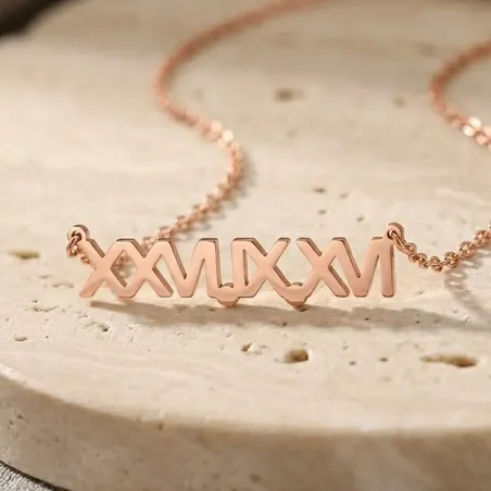 Silver Rose Gold Plated Necklace with Latin Date