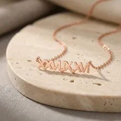 Silver Rose Gold Plated Necklace with Latin Date