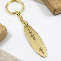 Μπρελόκ με ορειχάλκινη πλακέτα & κυματομορφή – Προσωποποιημένο Δώρο