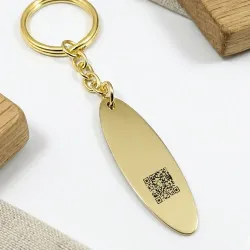 Brass Keychain with Soundwave Engraving & QR Code – Personalized Gift
