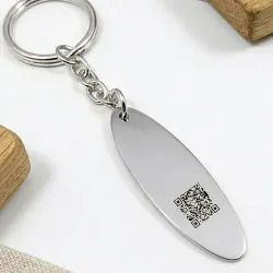 Ασημένιο μπρελόκ 925 με χαραγμένη κυματομορφή & QR Code – Πολυτελές Δώρο