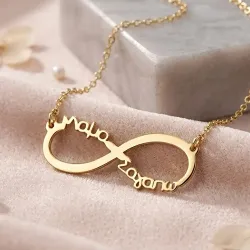 Silver gold plated necklace infinite "Mama sagapo"