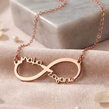 Silver rose gold plated necklace infinite "Mama sagapo"