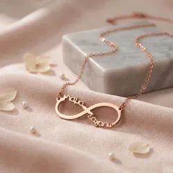 Silver rose gold plated necklace infinite "Mama sagapo"