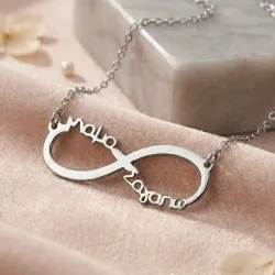 Ασημένιο επιπλατινωμένο κολιέ άπειρο "μαμά σ'αγαπω"