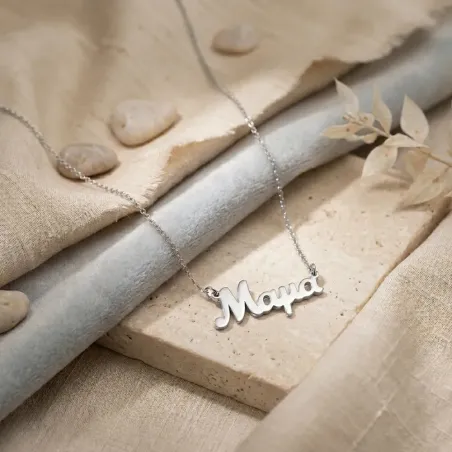 Ασημένιο επιπλατινωμένο κολιέ Μαμά