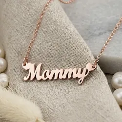 Mommy silver chain necklace, rose gold plated