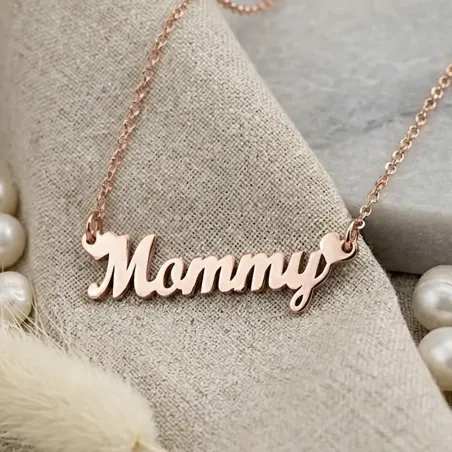 Mommy silver chain necklace, rose gold plated