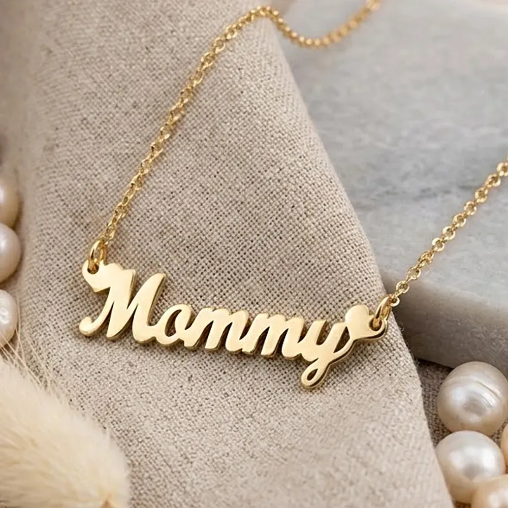 Mommy silver chain necklace, gold plated