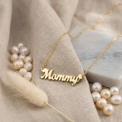 Mommy silver chain necklace, gold plated