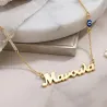 Silver gold plated necklace Mom with cross with rhinestones and eye