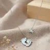 Silver feet necklace with monogram, date, boy and swarovski