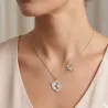Silver feet necklace with monogram, date, girl and swarovski