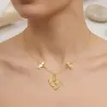 Silver gold plated feet necklace with monogram, date, 2 boys and swarovski