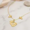 Silver gold plated feet necklace with monogram, date, 2 boys and swarovski