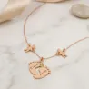 Silver rose gold plated feet necklace with monogram, date, 2 boys and swarovski