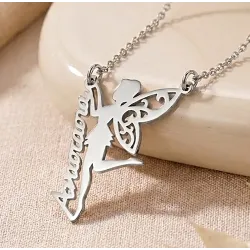 Fairy necklace with name in silver 925 platinum plated