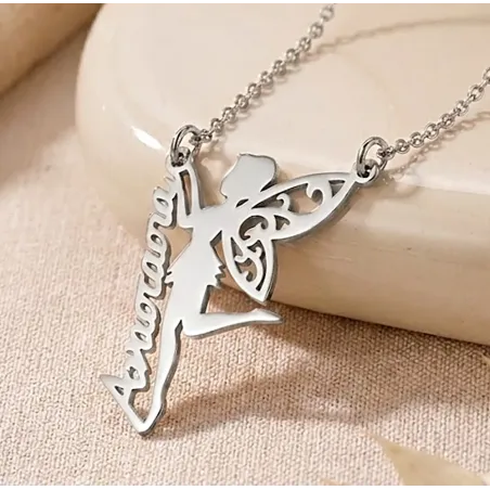 Fairy necklace with name in silver 925 platinum plated