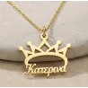 Silver gold plated necklace with your name and crown