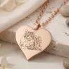Silver rose gold plated heart pendant with photo engraving, stainless steel chain