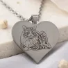 Nickel silver heart pendant with photo engraving, stainless steel chain