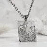 Nickel silver rectangle pendant with photo engraving, stainless steel chain + date on the back