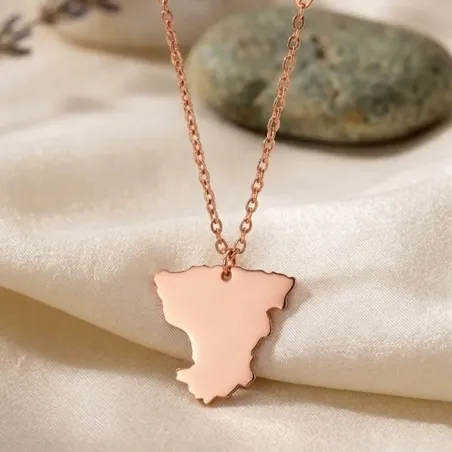 Sterling silver rose gold plated pendant with cut out map of your favorite country or region