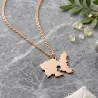 Sterling silver rose gold plated pendant with cut out map, Stainless Steel Chain