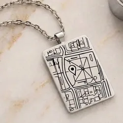 Custom Google Map Necklace | Platinum Plated Silver |MY KOSMIMA
