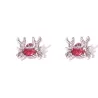 Sterling Silver 925 Crab Stud Earrings with Red Enamel