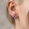 Sterling Silver 925 Jellyfish Stud Earrings With Pink Enamel