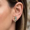 Gold Plated Sterling Silver 925 Seahorse Stud Earrings With Blue Enamel
