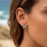 Gold Plated Sterling Silver 925 Starfish Stud Earrings With Blue Enamel