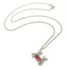 Sterling Silver 925 Crab Pendant Necklace With Red Enamel