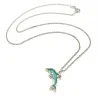 Sterling Silver 925 Dolphin Pendant Necklace With Blue Enamel