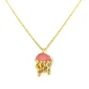 Gold Plated Sterling Silver 925 Jellyfish Pendant Necklace With Pink Enamel