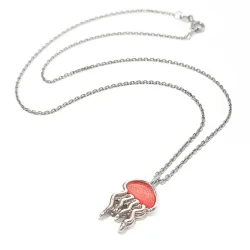 Sterling Silver 925 Jellyfish Pendant Necklace With Pink Enamel