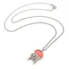 Sterling Silver 925 Jellyfish Pendant Necklace With Pink Enamel