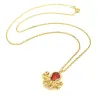 Gold Plated Sterling Silver 925 Octopus Pendant Necklace With Red Enamel