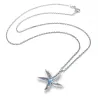 Sterling Silver 925 Starfish Pendant Necklace With Blue Enamel