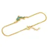 Gold Plated Sterling Silver 925 Dolphin Bracelet With Blue Enamel