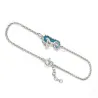 Sterling Silver 925 Seahorse Bracelet With Blue Enamel