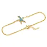 Gold Plated Sterling Silver 925 Starfish Bracelet With Blue Enamel