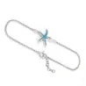 Sterling Silver 925 Starfish Bracelet With Blue Enamel