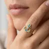 Gold Plated Sterling Silver 925 Anchor Ring With Blue Enamel