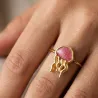 Gold Plated Sterling Silver 925 Jellyfish Ring With Pink Enamel